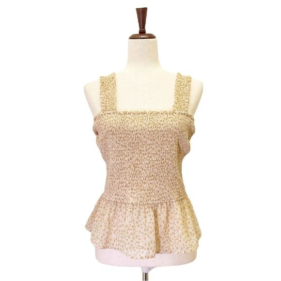 NWT Japna Top Animal Print Smocked Peplum Sleeveless Blouse Women’s Size XL NEW - Picture 1 of 11